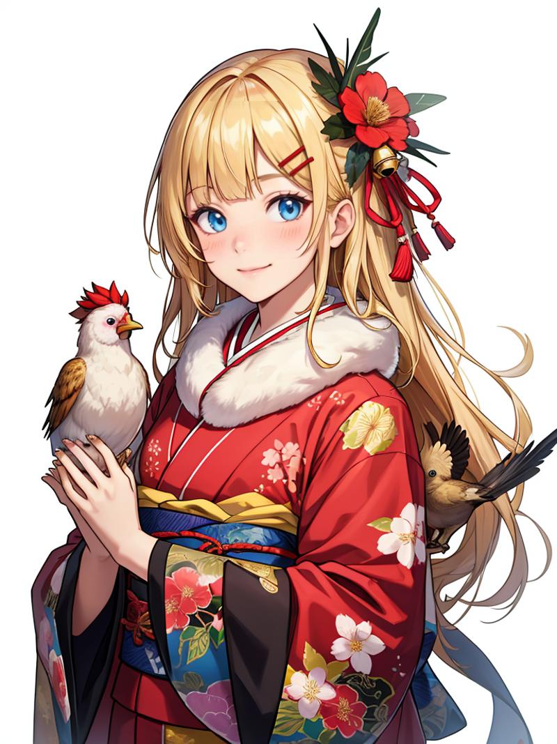 00116-1896457932-1girl,hair ornament,japanese clothes,bird,smile,solo,blue eyes,arrow (projectile),year of the rooster,hamaya,long hair,chicken,l.png